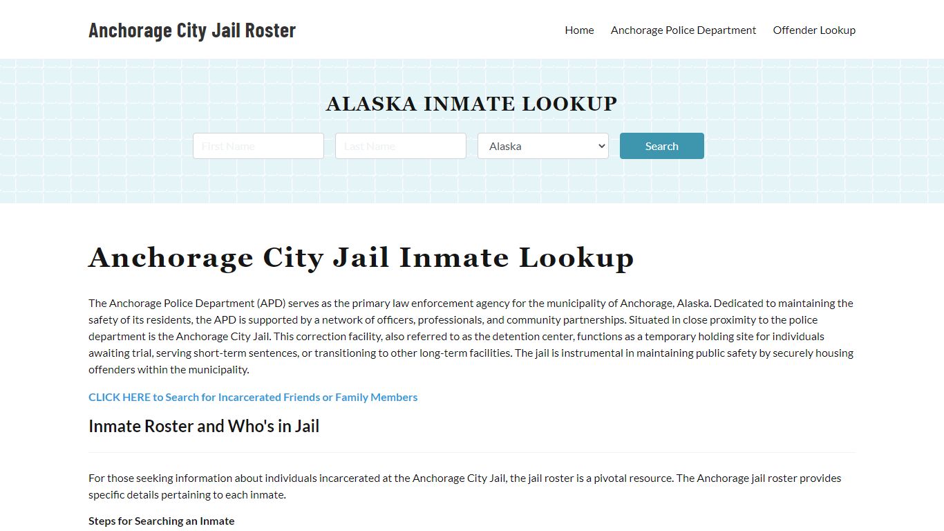 Anchorage Police Department & City Jail, AK Inmate Roster, Arrests ...